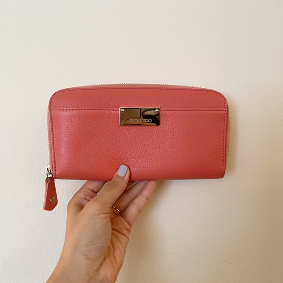 Jimmy Choo | Pippa Long Wallet in Coral - Picture 2 of 10